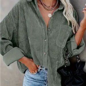Olive Green Corduroy Women's Top Wishlist Apparel
